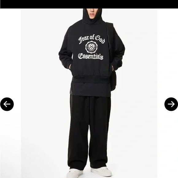 Essentials Fear Of God Black Hoodie with White Logo ✨AUTHENTIC✨NWT - Picture 5 of 7